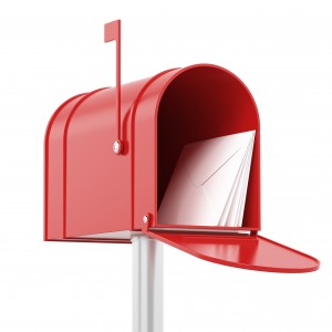 Red red mailbox with mails