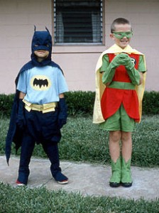 Kids in Batman and Robin costumes